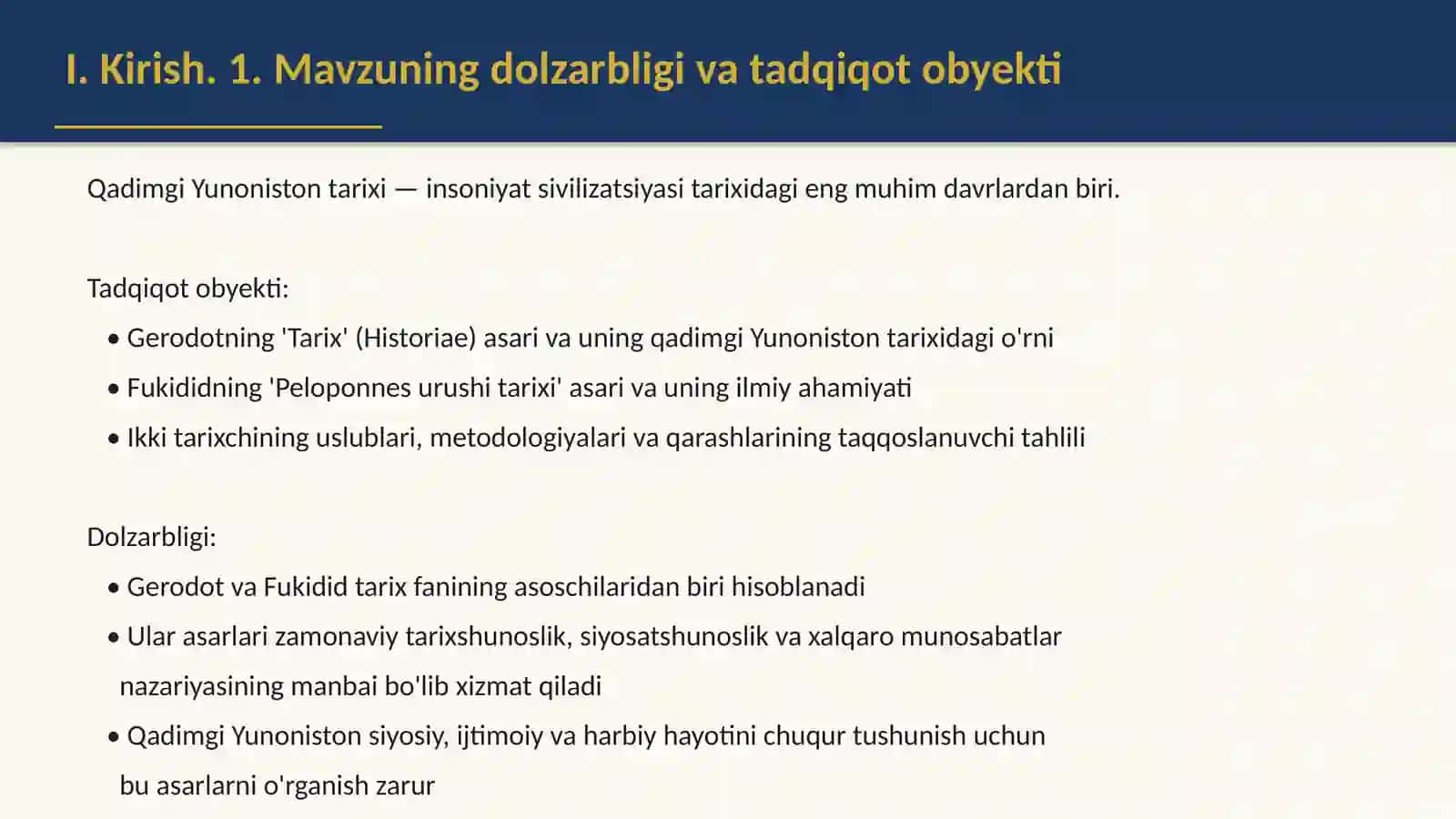 Qadimgi Yunoniston tarixini oʻrganishda Gerodot vs Fukidid asarlarining ahamiyati 3