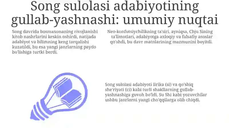 Sun 宋 davri adabiyoti rivojlanishi 3
