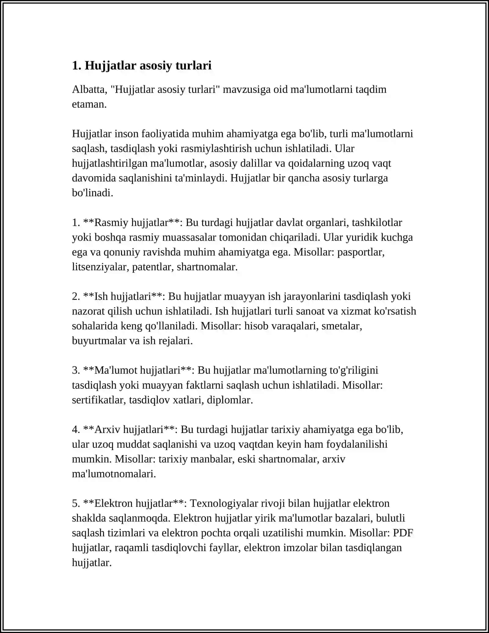 Hujjatlar asosiy turlari 3