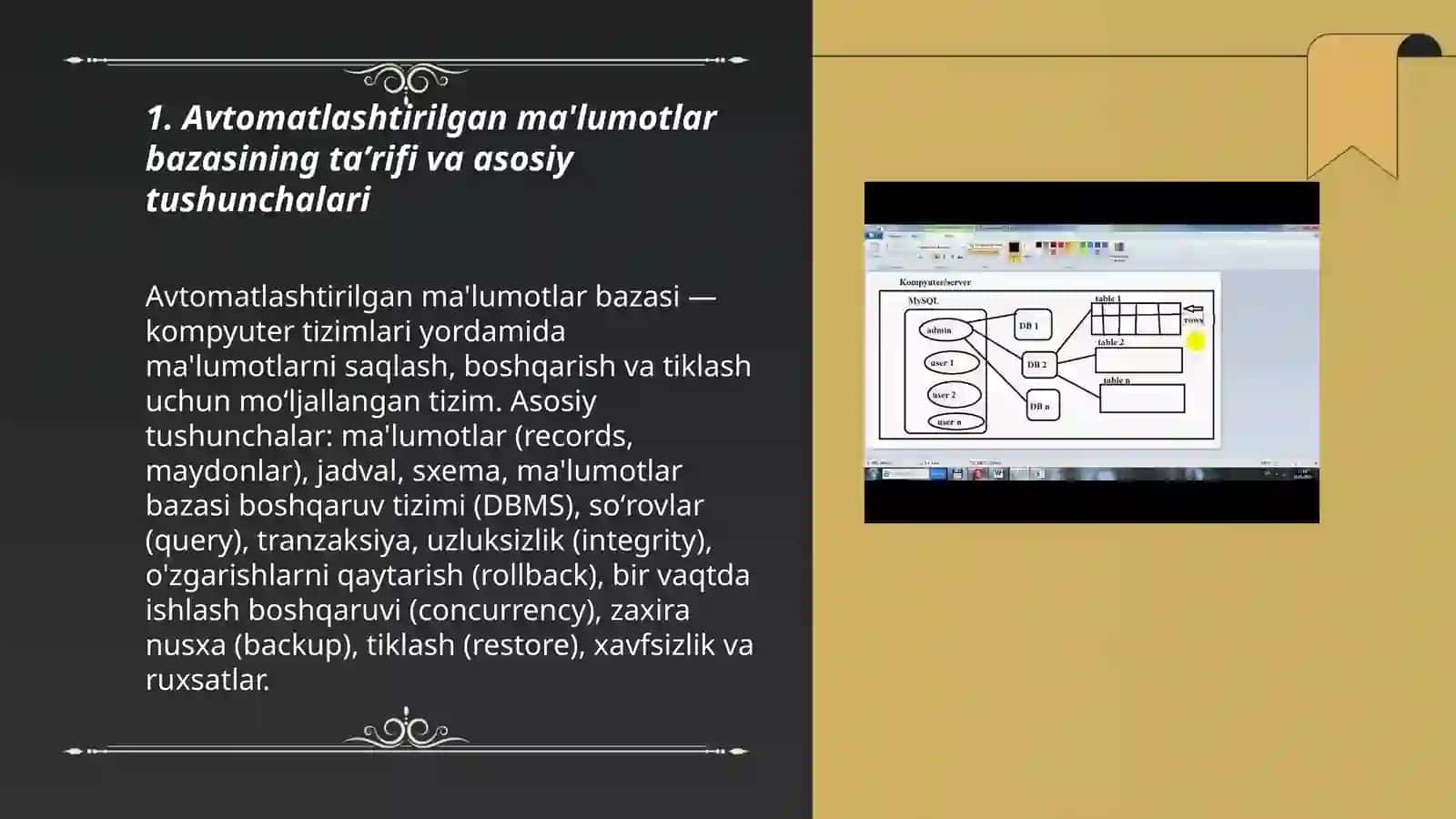 Avtomatlashtirilgan Ma'lumotlar bazasi 3
