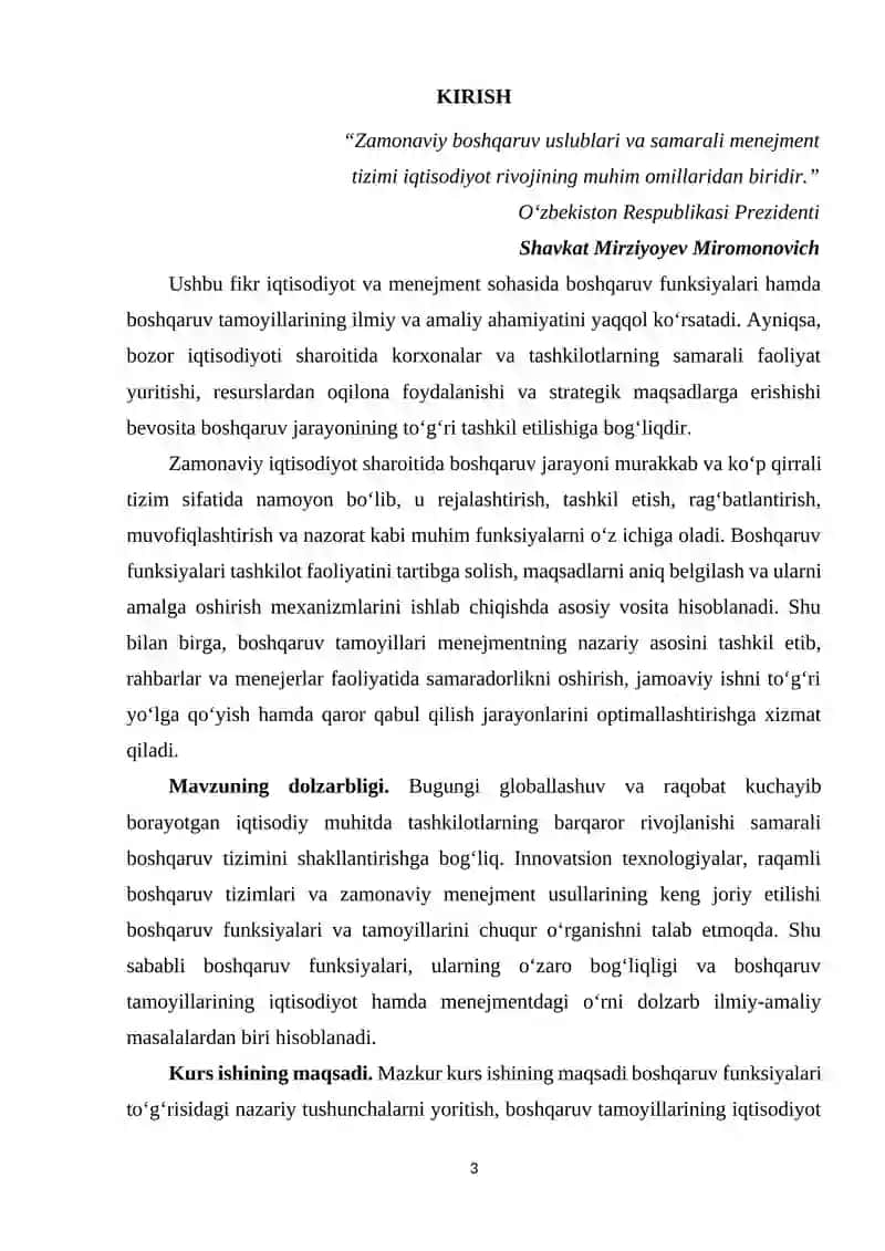 Boshqaruv funksiyalari to’g’risida tushuncha boshqaruv tamoyillari 3