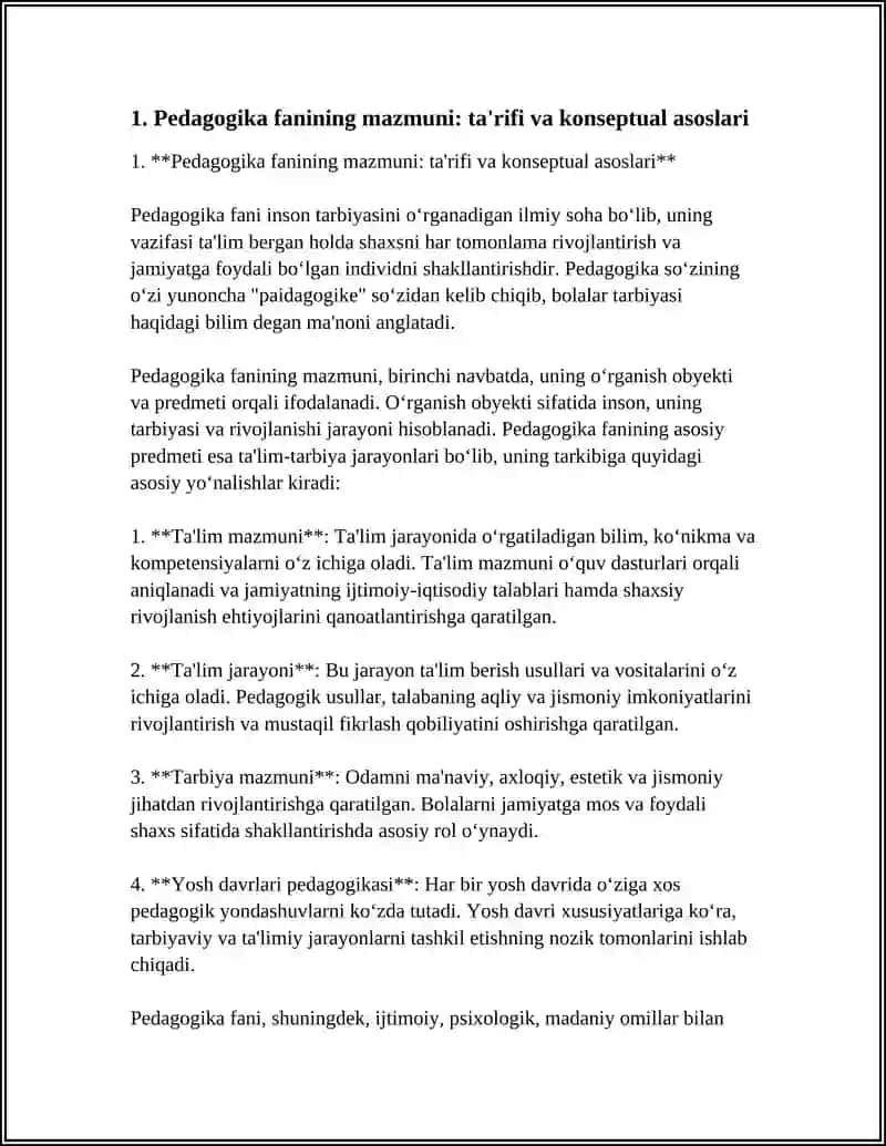 PEDAGOGIKA FANINING MAZMUNI VA MOHIYATI,PREDMETI 3