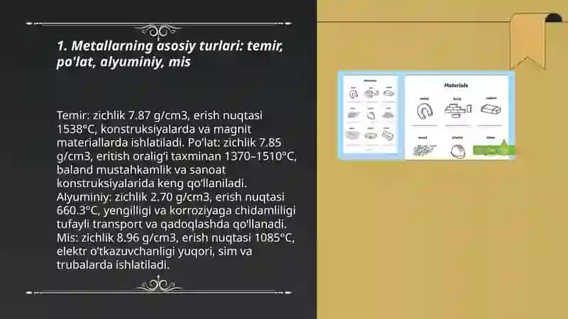 Metallarning asosiy turlari 3