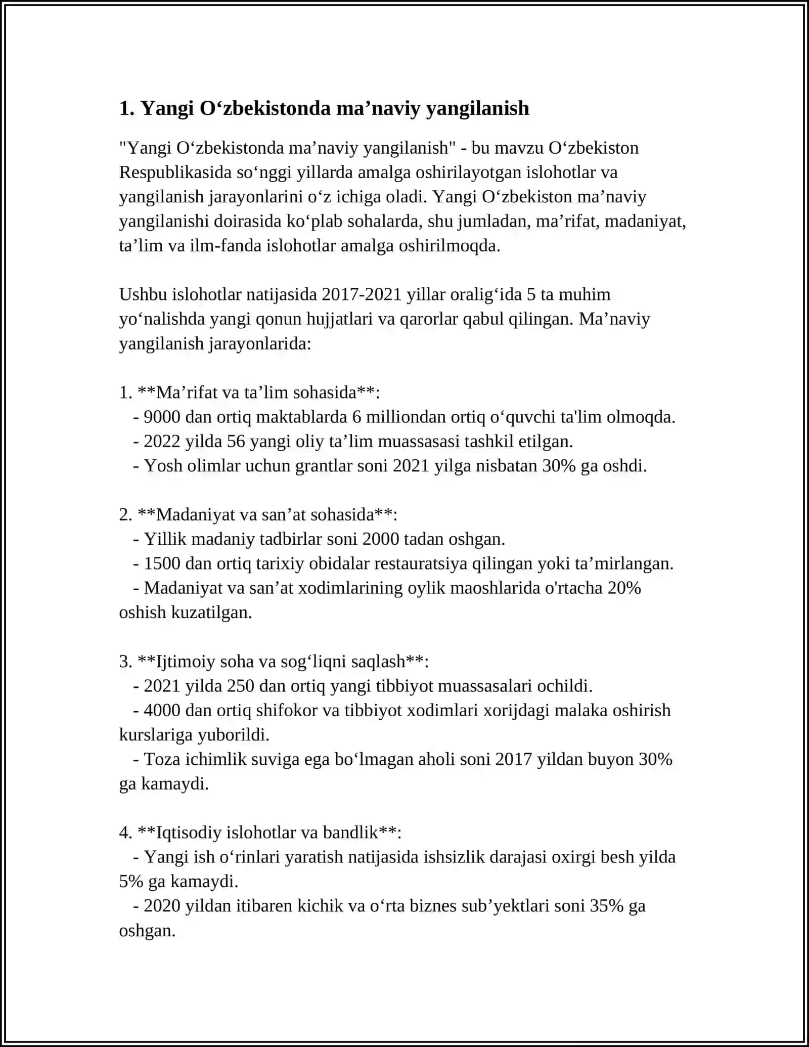 YANGI OʻZBEKISTONDA AMALGA OSHIRILAYOTGAN MAʼNAVIY OʻZGARISHLAR 3
