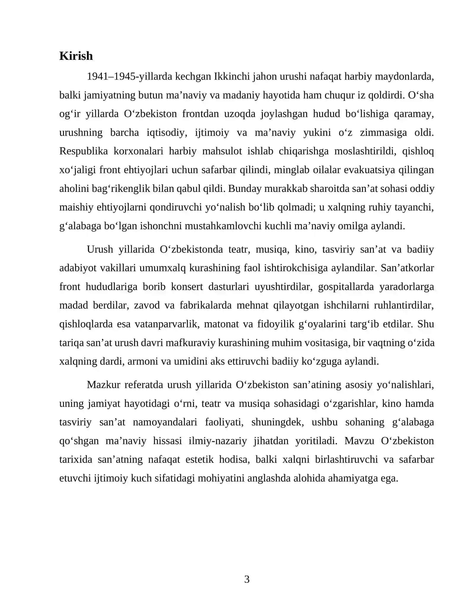Urush yillarida Oʻzbekiston san’ati 3