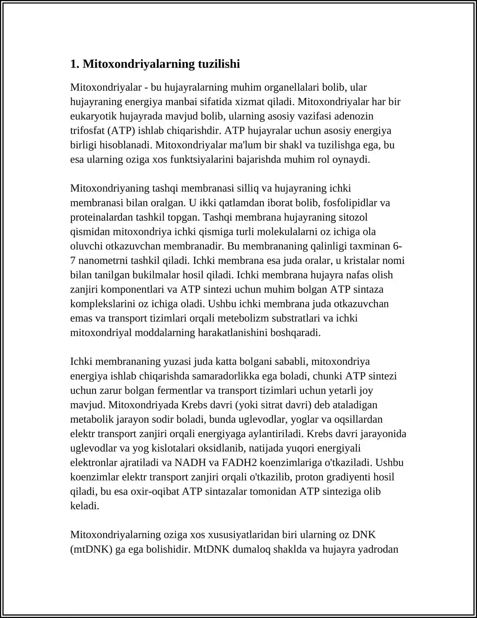 MITOXONDRIYALAR TUZILISHI VA VAZIFALARI 3