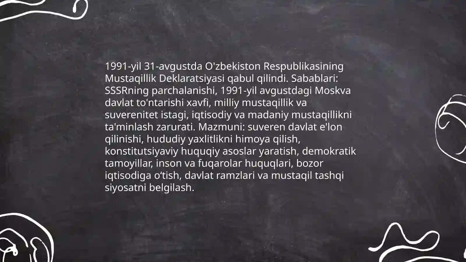 Mustaqil O'zbekiston Respublikasining e'lon qilinishi va uning tarixiy ahamiyati 3