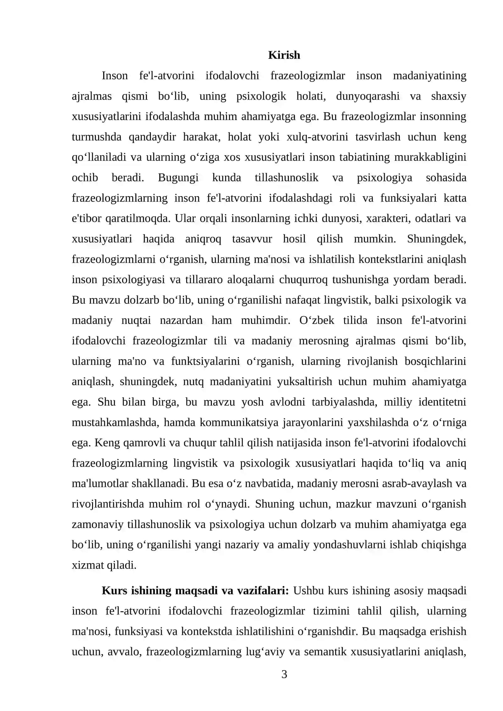 ONA TILI VA ADABIYOT FANIDAN TAYYORLAGAN KURS ISHI 3