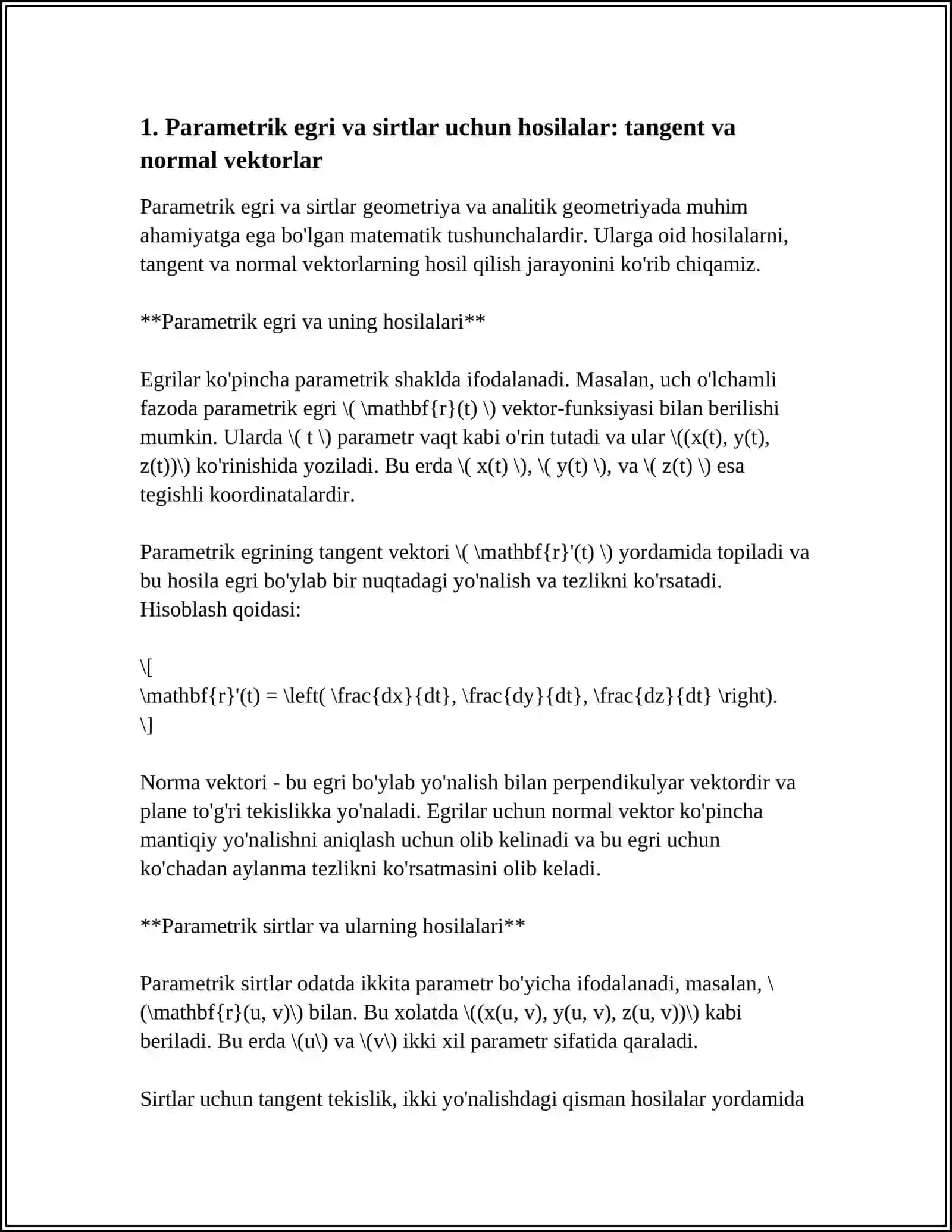 KOMPYUTER GRAFIKASIDA DIFFERNSIAL HISOB TATBIQLARI 3