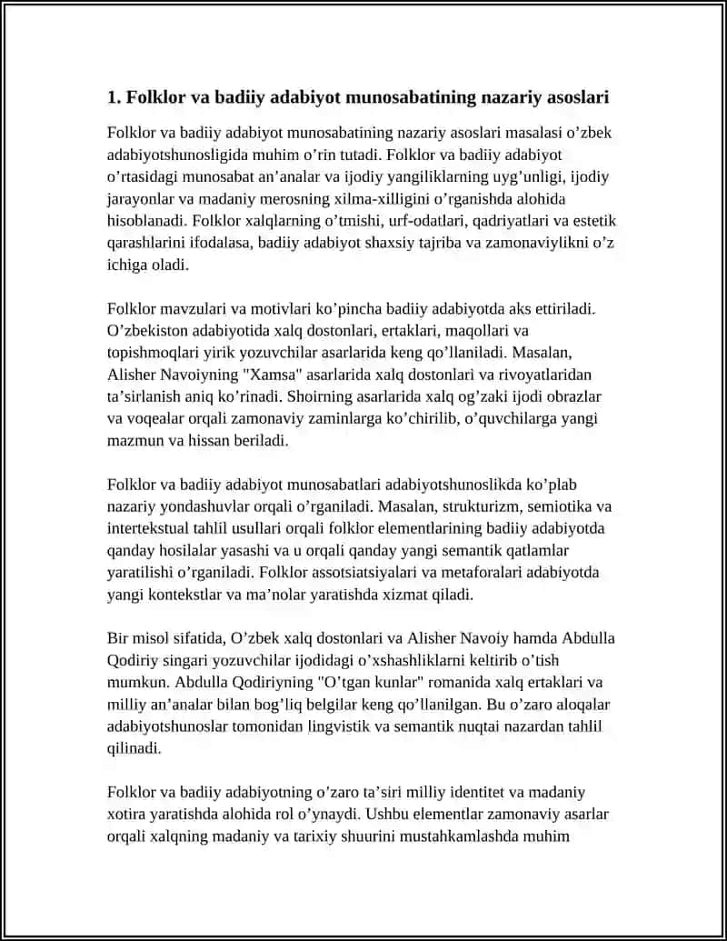 FOLKLOR VA BADIIY ADABIYOT MUNOSABATLARI. FOLKLORIZM TUSHUNCHASI 3