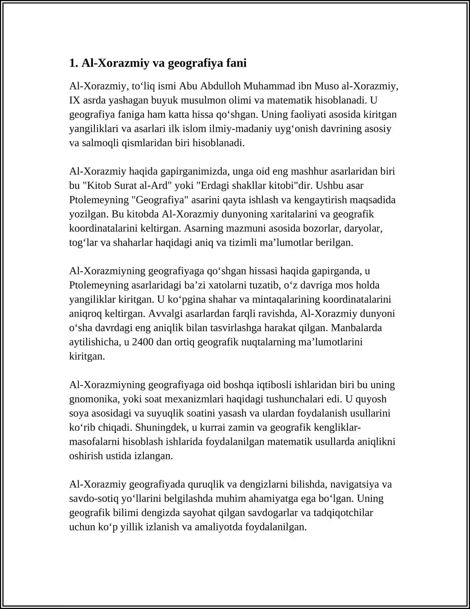OʻRTA OSIYOLIK ALLOMALANING GEOGRAFIYA FANIGA QOSHGAN XISSASI 3