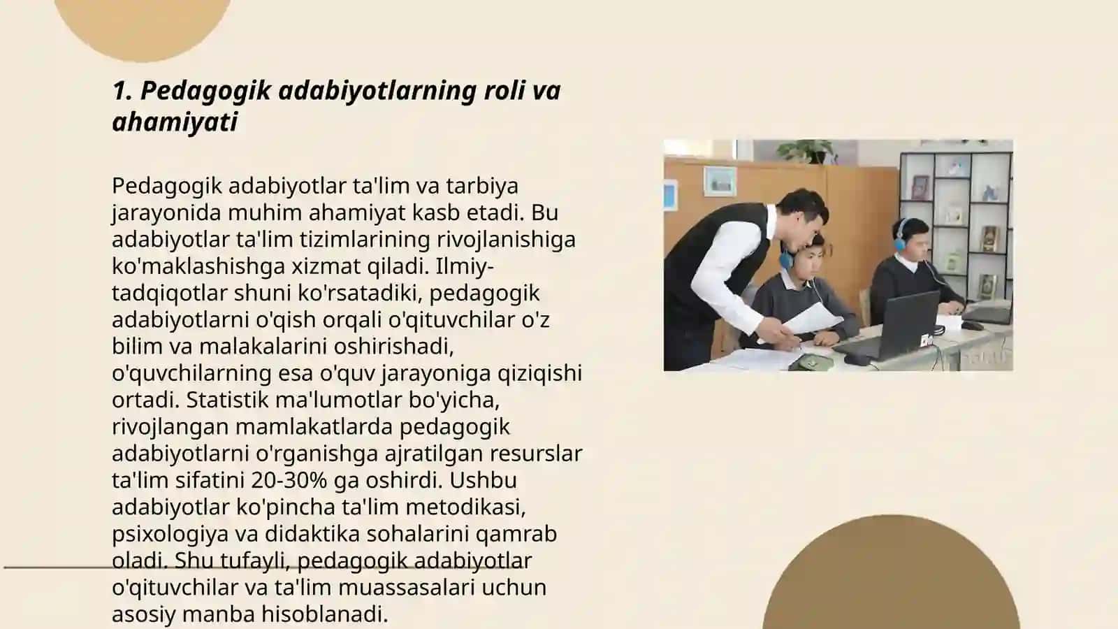 Pedagogik adabiyotlarni oʻrganish yaxlit pedagogik jarayonning xususiyatlariga tavsif 3