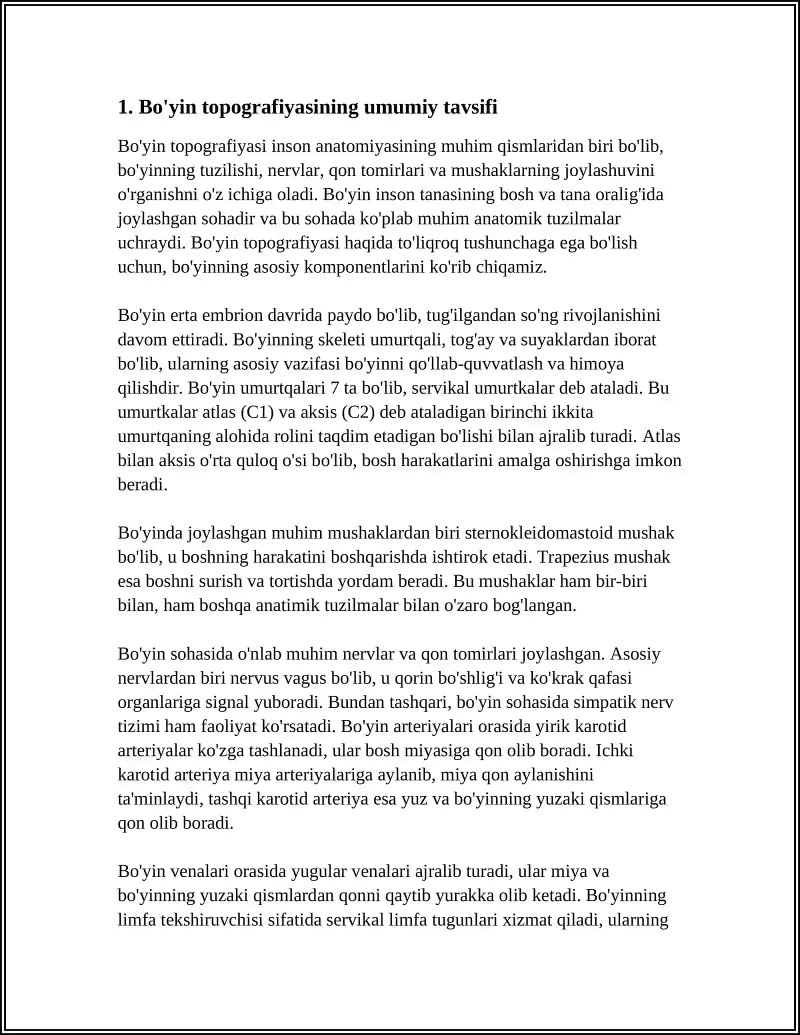 BO'YIN TOPOGRAFIYASI.FASSIYALAR.BO'YIN UCHBURCHAKLARNING KLINIK AHAMIYATI 3