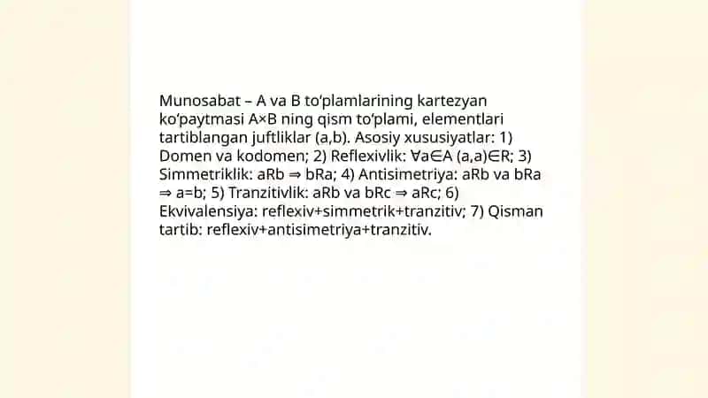 To‘plamlarda Munosabat Tushunchasi 3