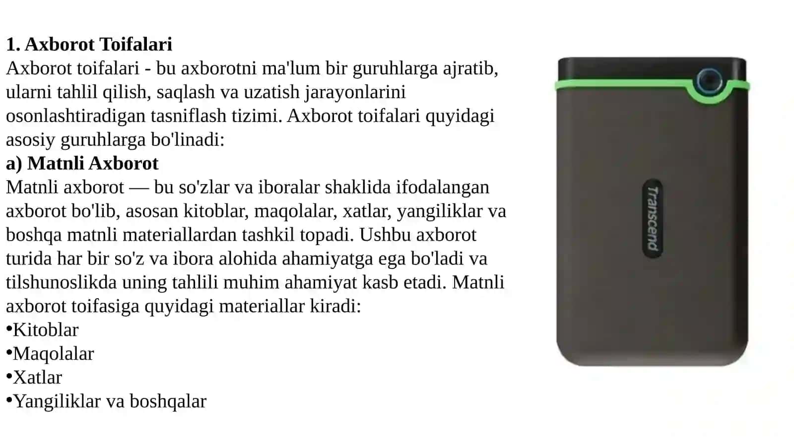 Axborot toifalari va tashuvchilar 3