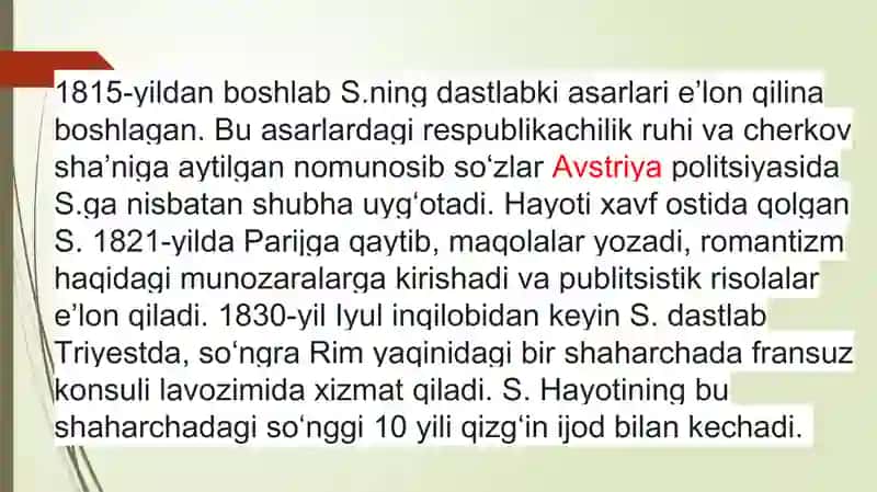 Stendal hayoti va ijodi 3