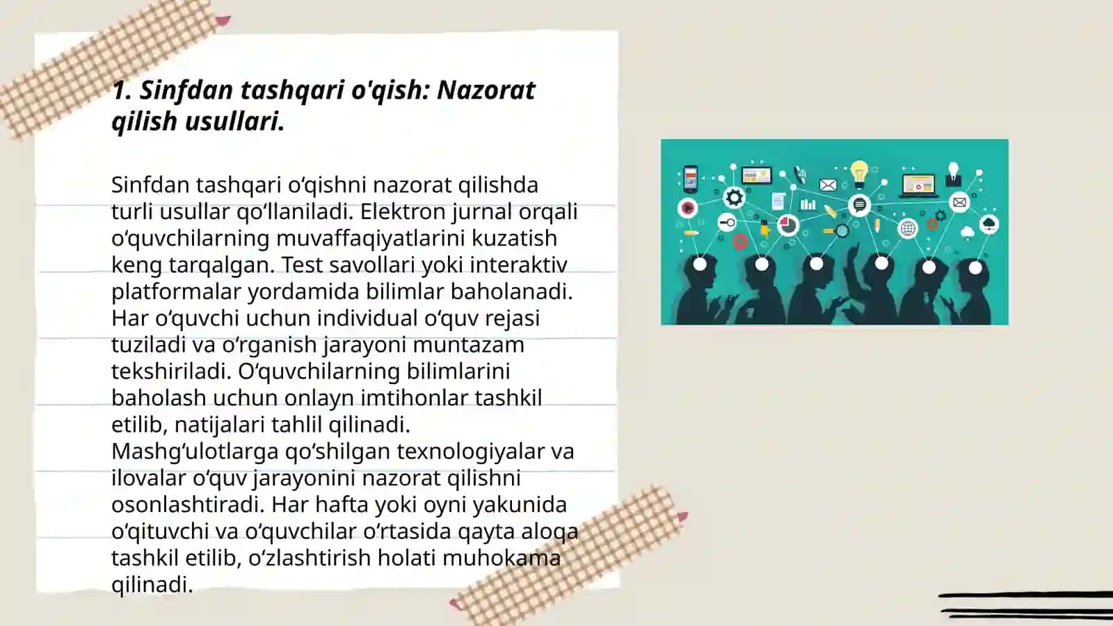 Sinfdan tashqari o'qish bo'yicha o'quvchilar bilimini, faoliyatini nazorat qilish yo'llarini ishlab chiqish 3