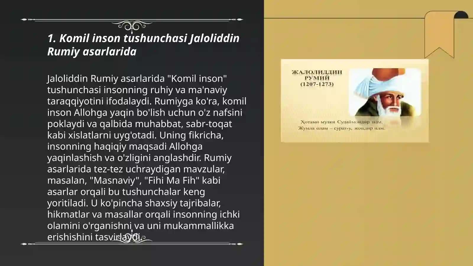 Jaloliddin Rumiy asarlarida komil inson tarbiyasi 3
