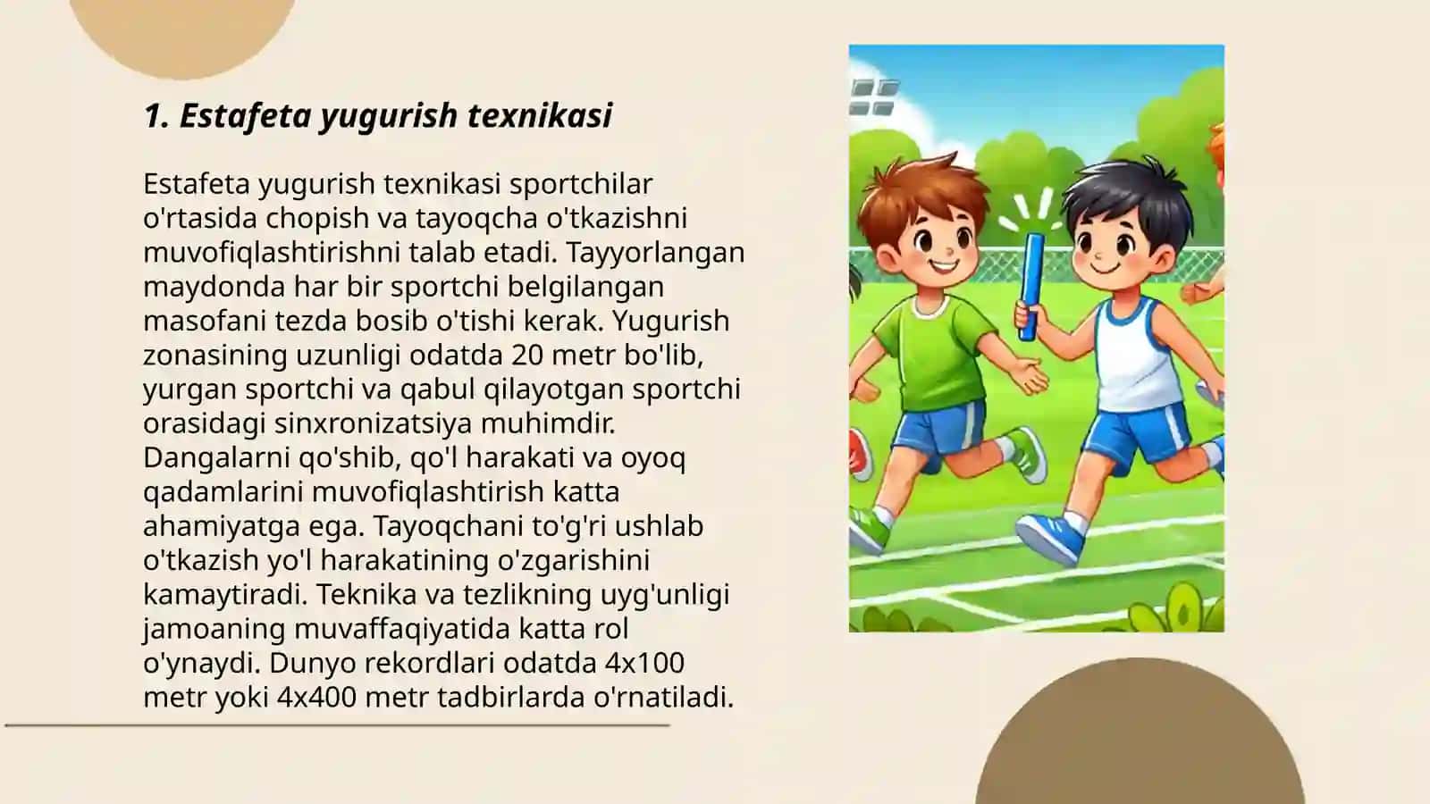 Estafeta yugurish texnikasi 3