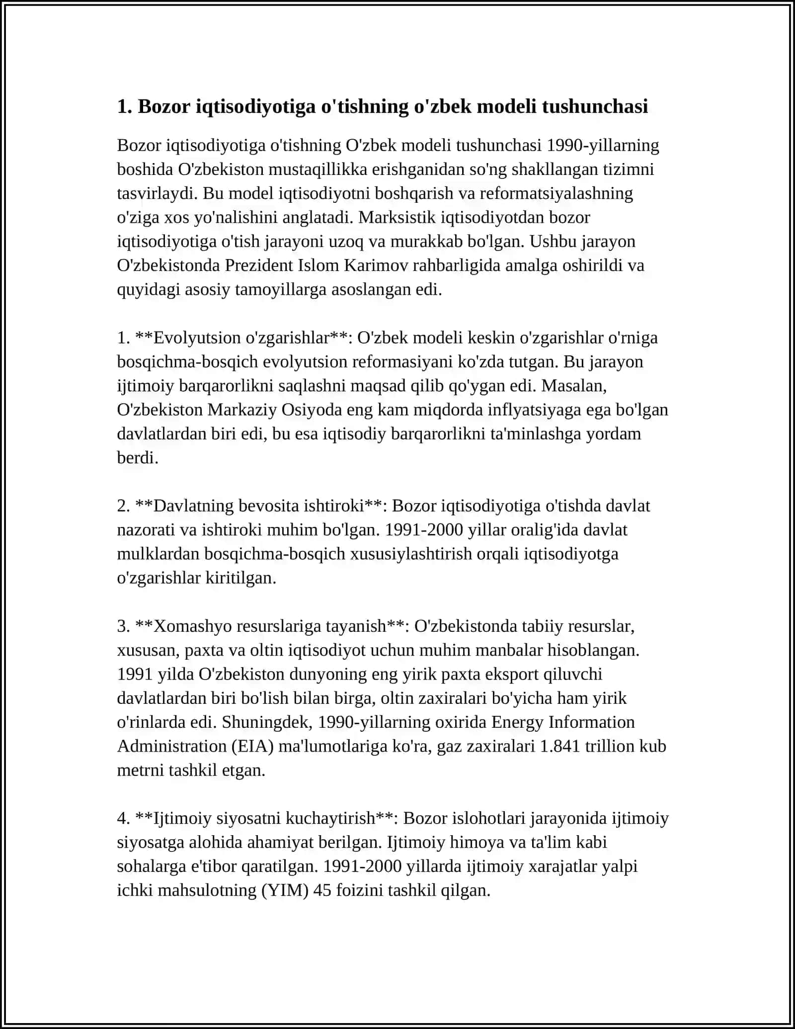 BOZOR IQTISODIYOTIGA O'TISHNING O'ZBEK MODELI VA UNING OZIGA XOS XUSUSIYATLARI 3