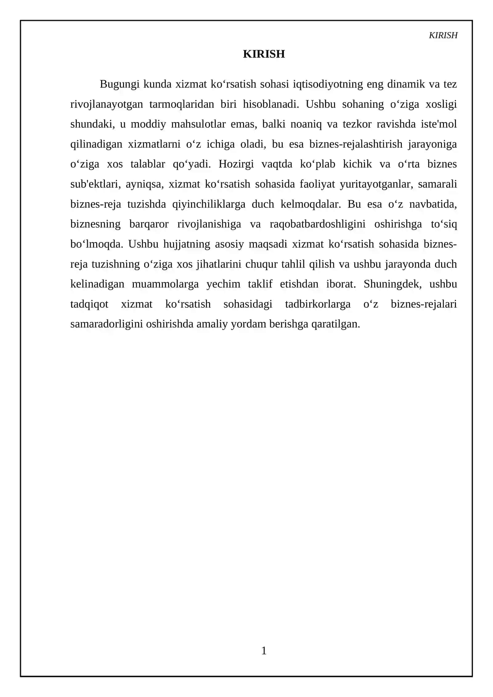 Xizmat ko‘rsatish sohasida biznes-reja tuzishning o‘ziga xos jihatlari 3