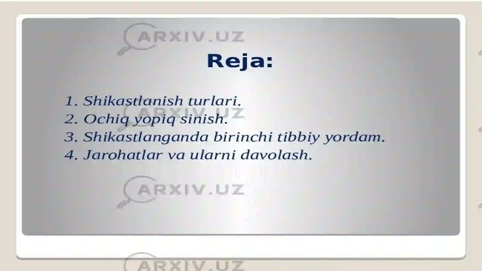 Shikastlanishlarda Birinchi Yordam Ko‘rsatish 3