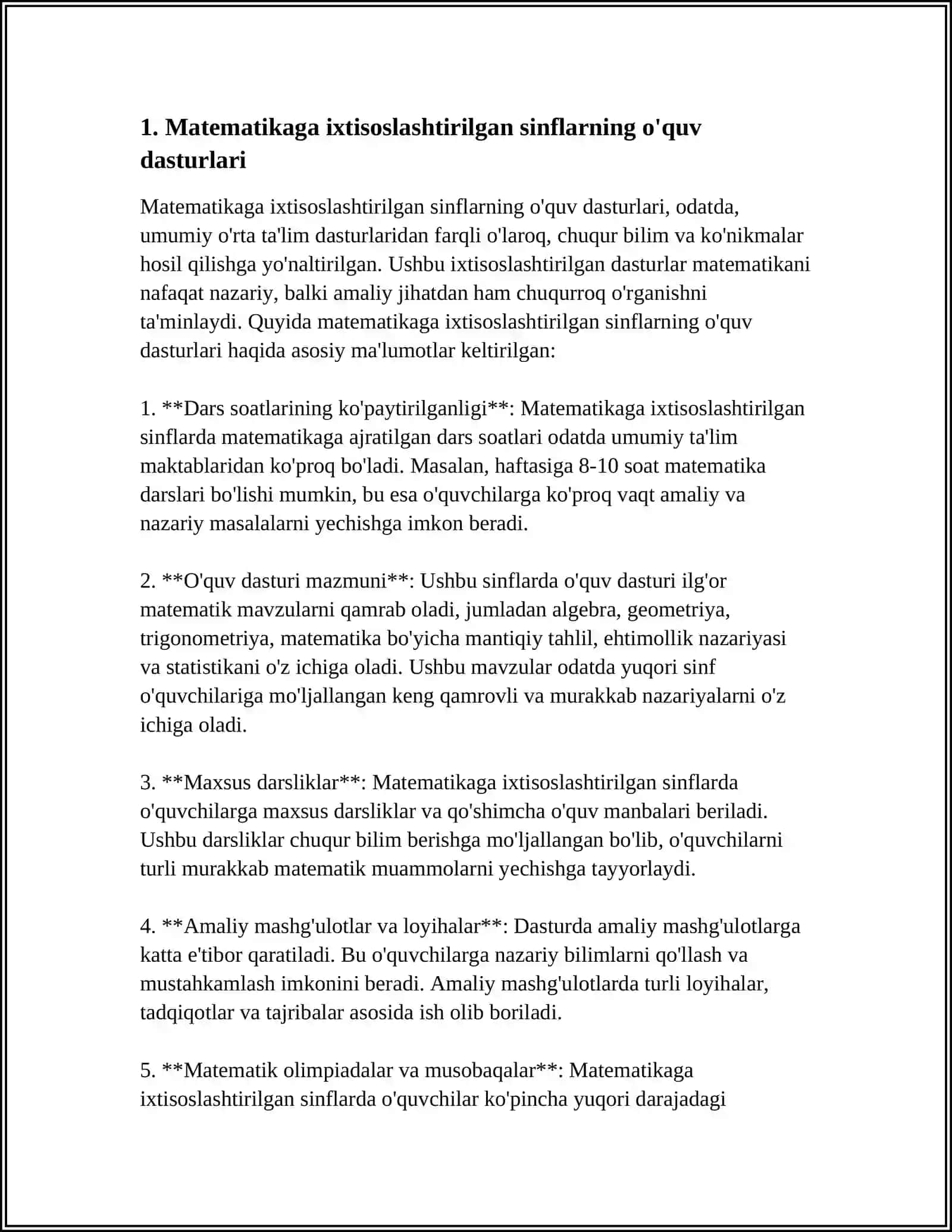 MATEMATIKAGA IXTISOSLASHTIRILGAN SINIFLARDA ÒQITISHNI TASHKIL QILISH 3