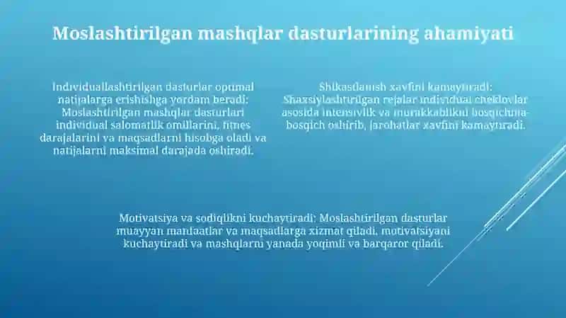 Bo'Lajak Kasbiy Faoliyatiga Bog'Liq Jismoniy Mashiqlardan Iborat Individual Dasturlar Tuzish 3