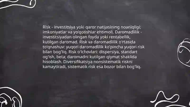 Risk va Daromadlilik 3