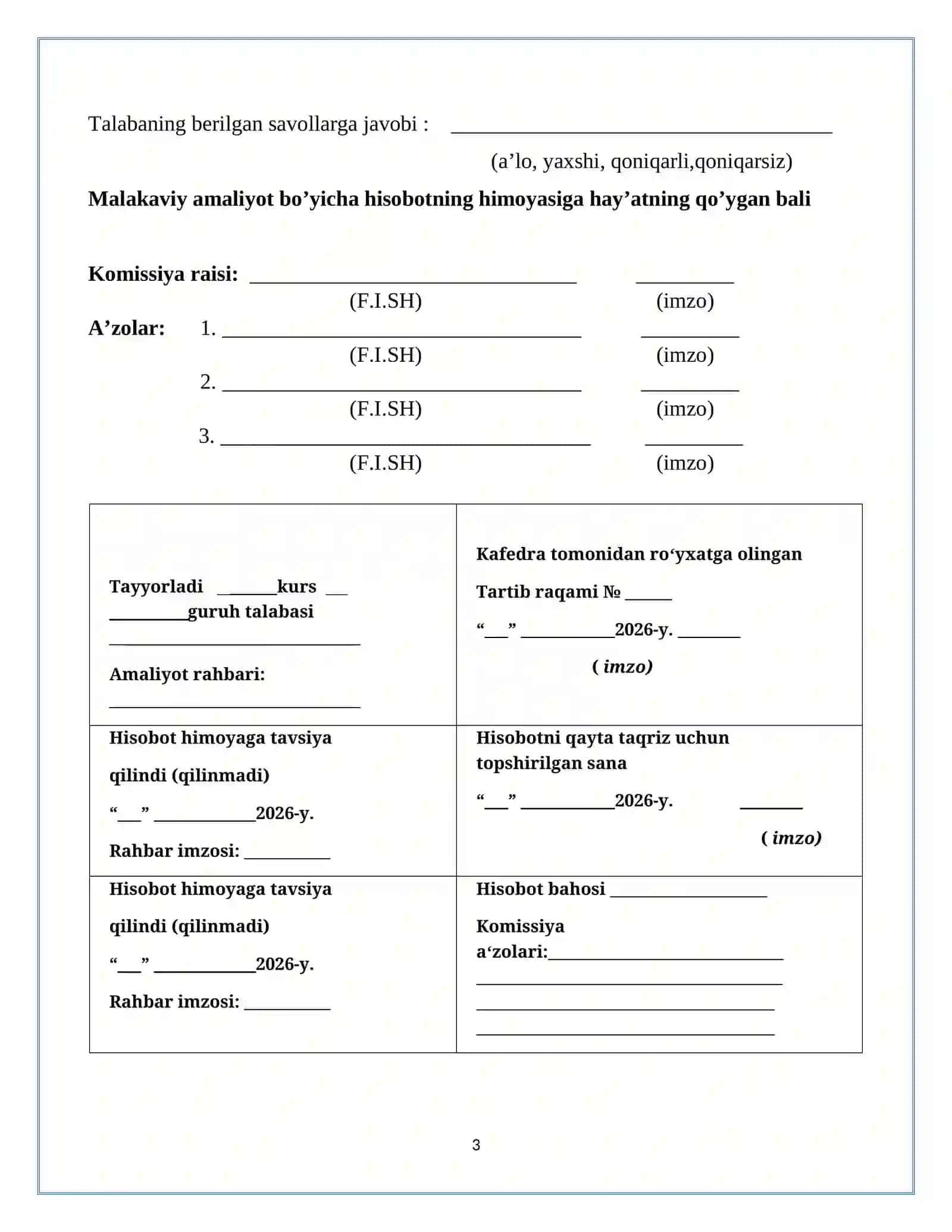 AGROBANK ATB umumiy tushuncha  hamda  "Agrobank" Xorazm Viloyati Yangibozor tuman filialining  Malakaviy amaliyot bo’yicha tayyorlagan hisobot 3