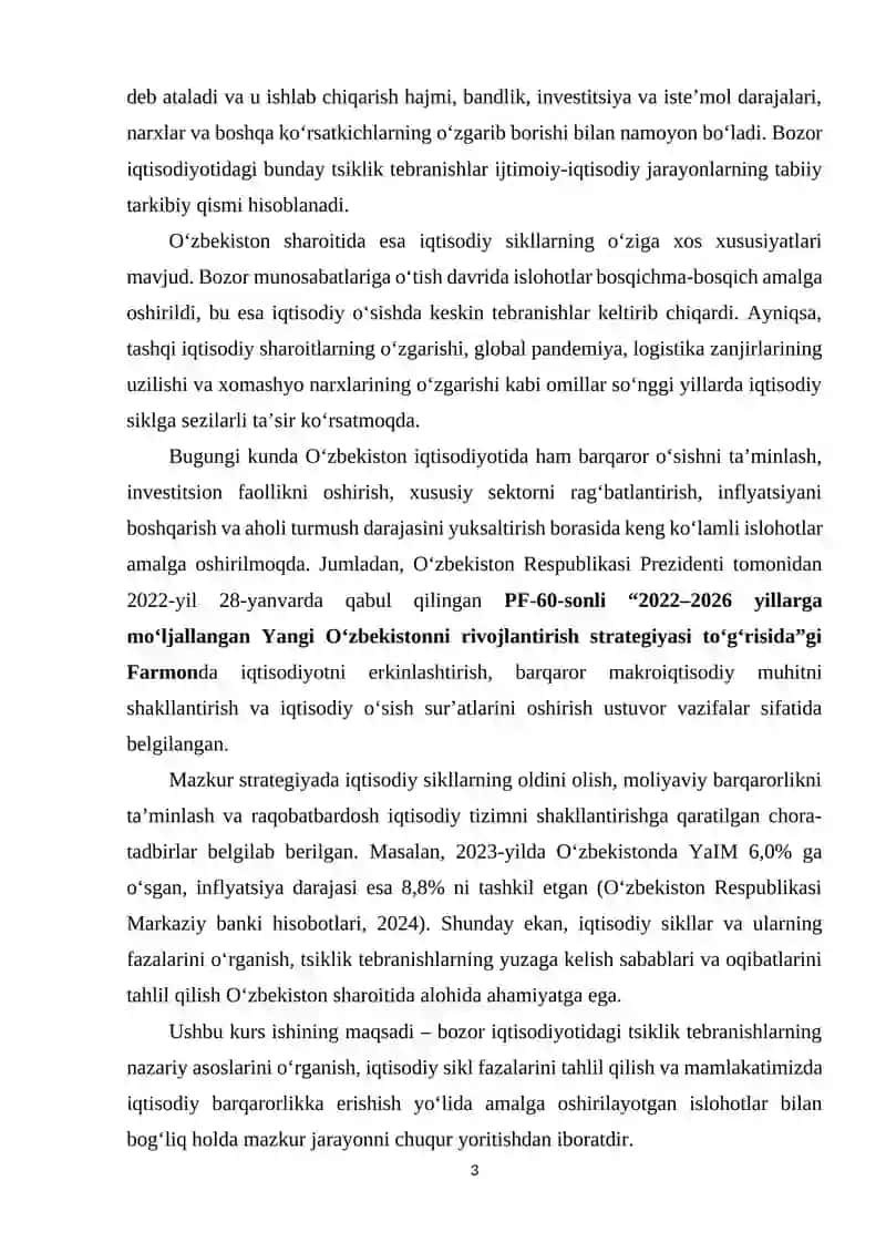 Bozor iqtisodiyotidagi tsiklik tebranishlar.Iqtisodiy sikl fazalari 3