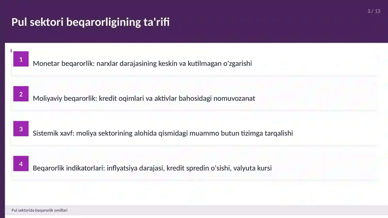 Pul sektorida beqarorlik omillari 3