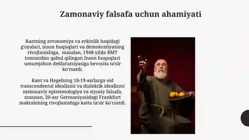 Nemis klassik falsafasi namoyondalari: I.Kant, Xegel talimotlari 3