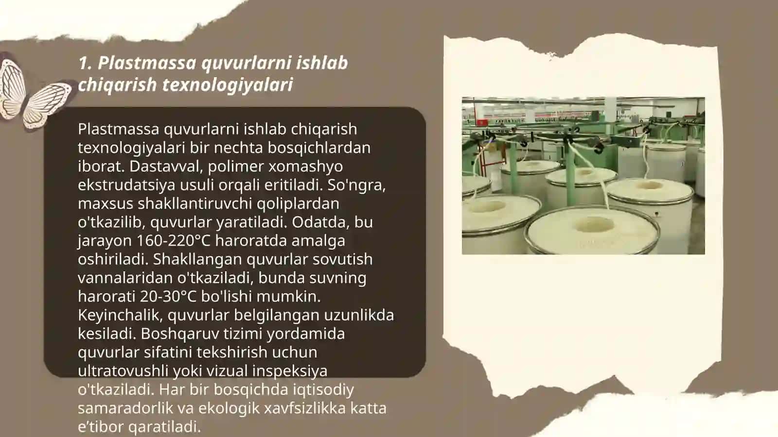 NUROBOD ISHLAB CHIQARISH MAYDONI PLASTMASSA QUVURLARI VA MAHSULOTLARI ISHLAB CHIQARISH 3