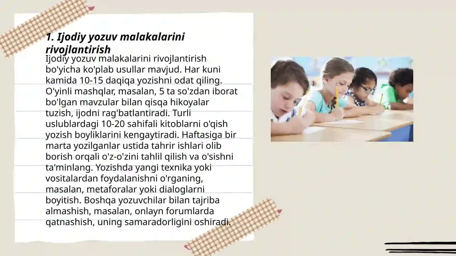 Ijodiy yozuv malakalarini rivojlantirish 3