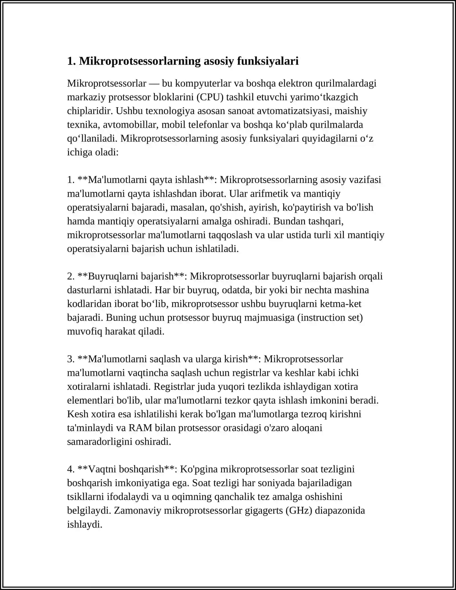 MIKROPROTSESSOR VA MIKROKONTROLLERLAR YORDAMIDA ISHLASHNI TA'MINLOVCHI ALGORITMLAR 3