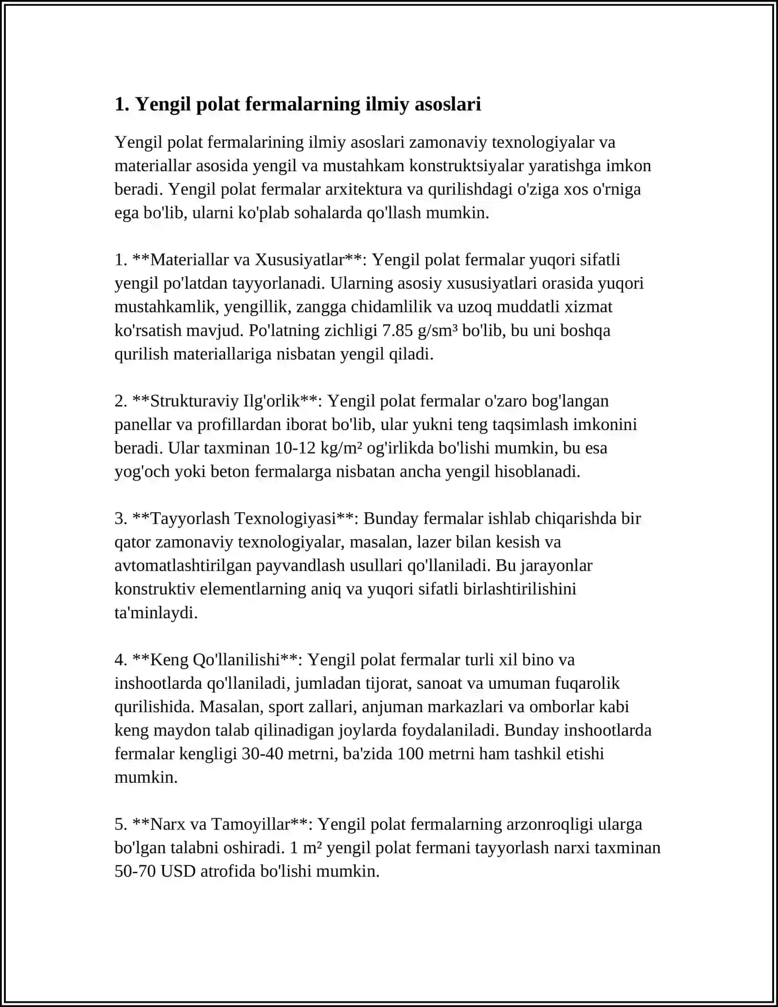 Yengil Polat Fermalarni Loyihalash va Hisoblash 3