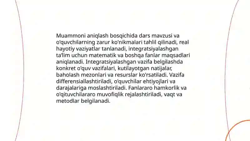 Boshlangʻich sinf matematika darslarida integratsiyalashgan taʼlimni yechish bosqichlari 3