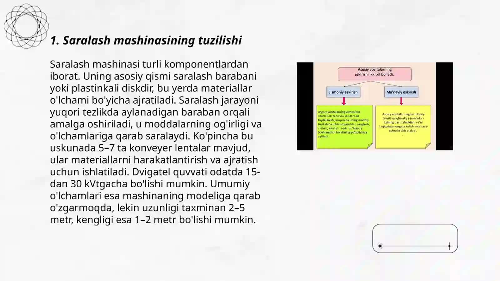Saralash mashinasining asosiy parametrlari xisobi 3
