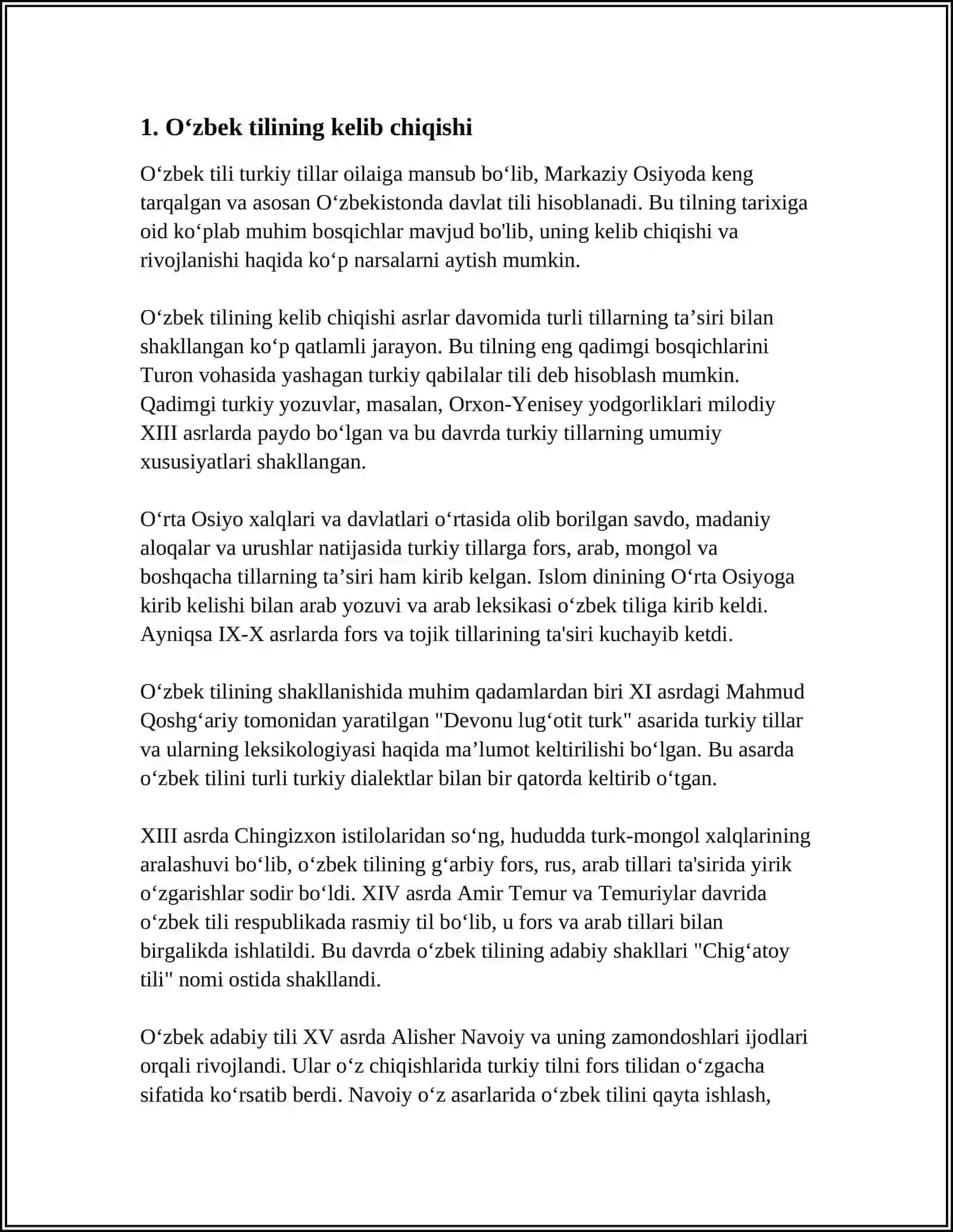 Mavzu: OʻZBEK TILI TARIXI 3