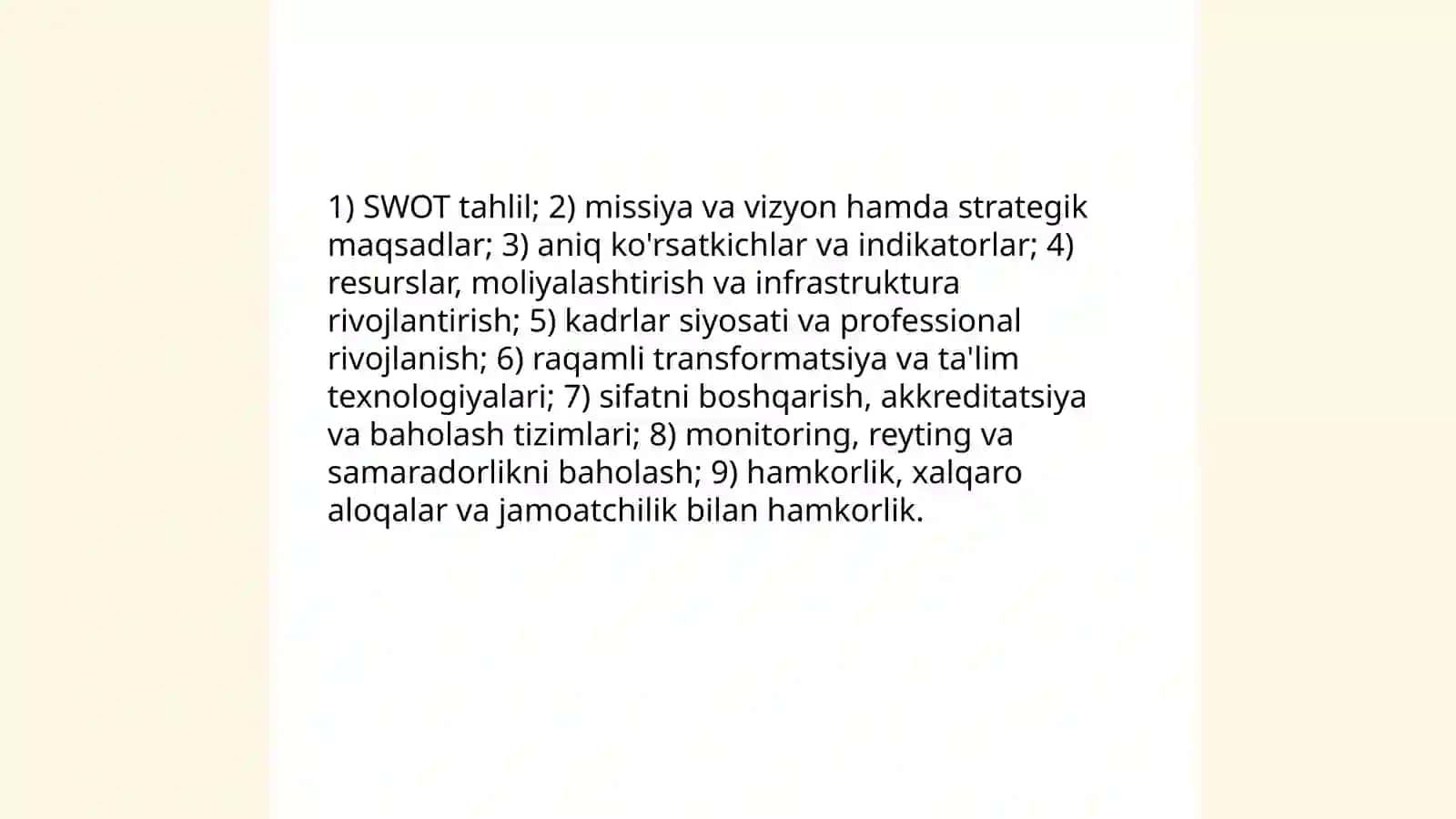 Strategik boshqaruv va ta'lim muassassasasi rivojlanish strategiyalari 3