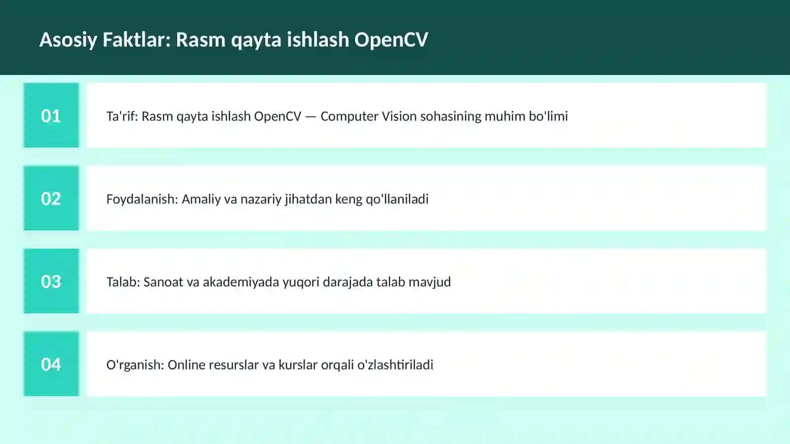 Rasm qayta ishlash OpenCV 3