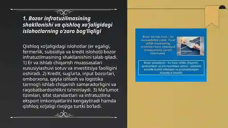Bozor infratuzilmasining shakllanishi va qishloq xo'jaligidagi islohotlar 3