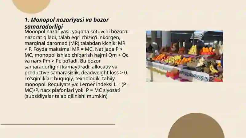 Nomukammal raqobat bozori nazariyalari 3