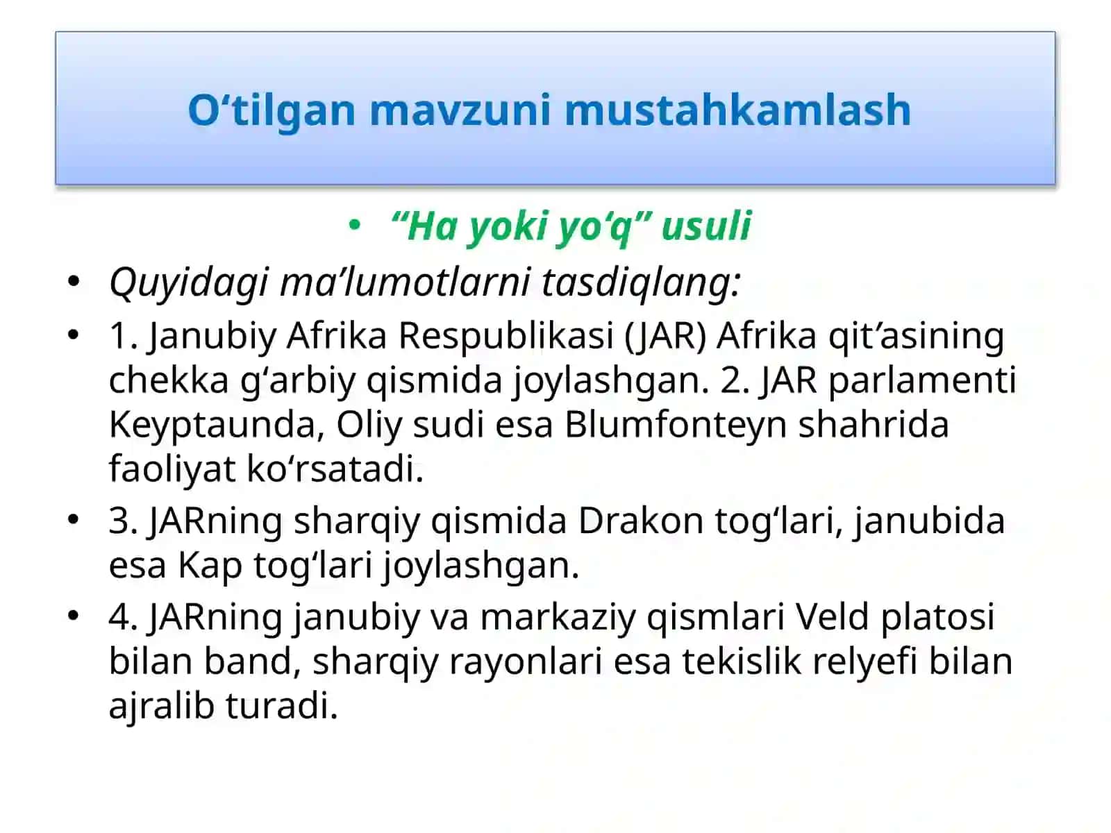 O‘tilgan mavzu: Nigeriya Federativ Respublikasi 3