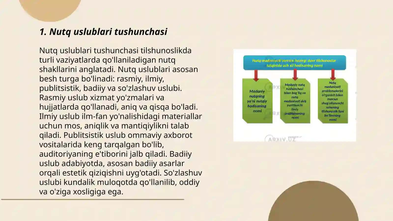 Nutq uslublari bo'limini o'qitish 3