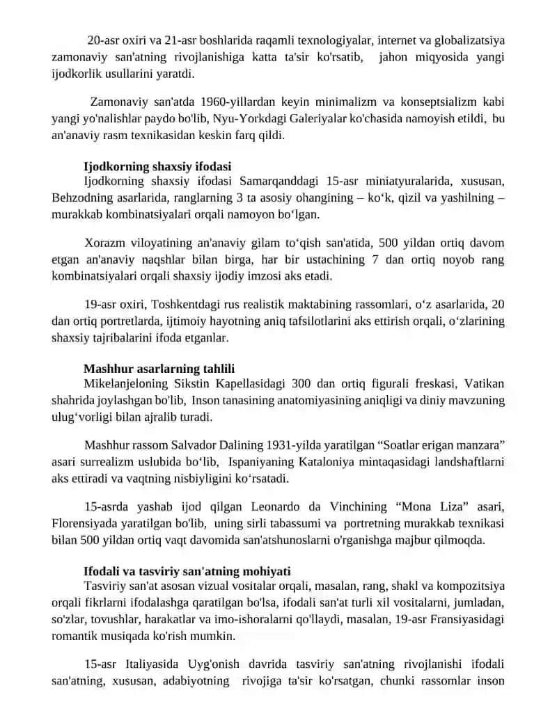 Ifodali va tasviriy san'at turlari 3