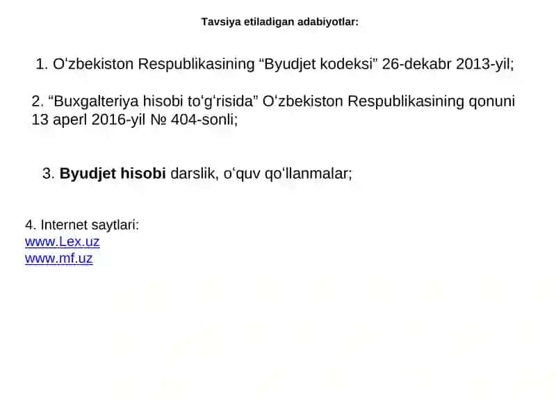 Moliya organlari, Gʻaznachilik va uning hududiy boʻlinmalarida buxgalteriya hisobini tashkil etishning uslubiy asoslari 3