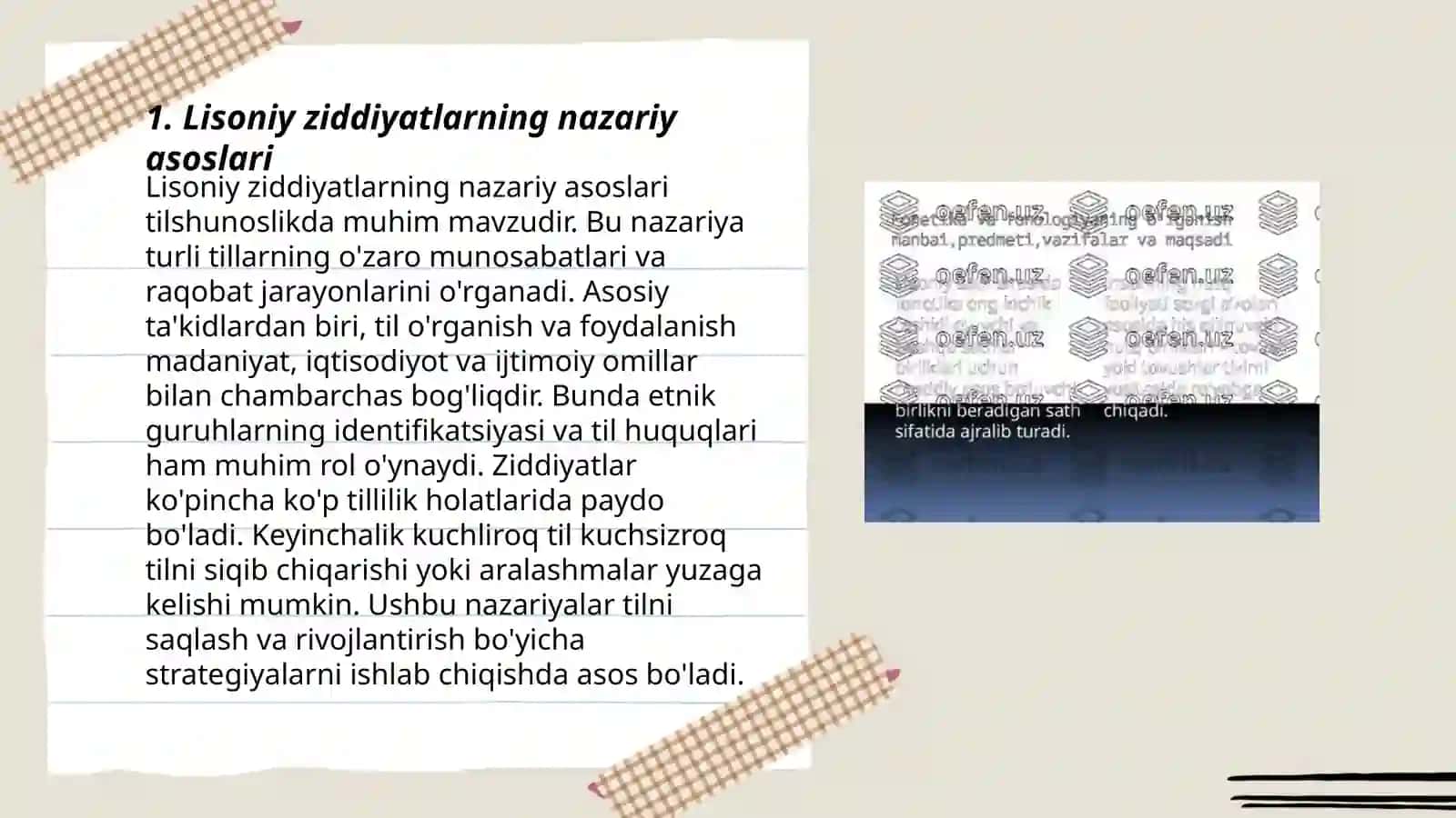 Lisoniy ziddiyatlar. Lisoniy tasnif va uning turlari 3