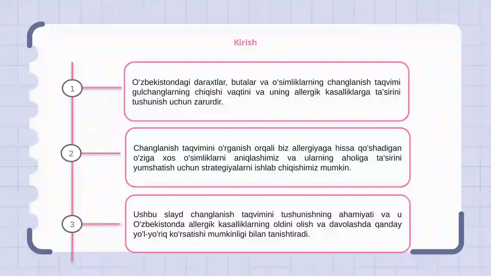O'zbekistonda daraxtlar,butalar va o'simliklarning changlanish taqvimi va allergik kasalliklar profilaktikasida o'rni 3